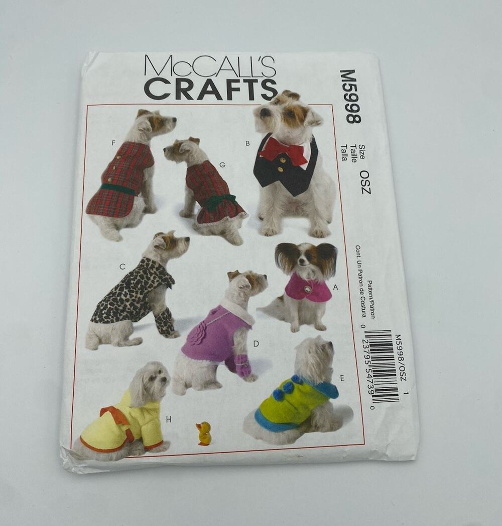 McCall's M5998 Pet Clothing Sewing Pattern for Dog Clothes & Costumes
